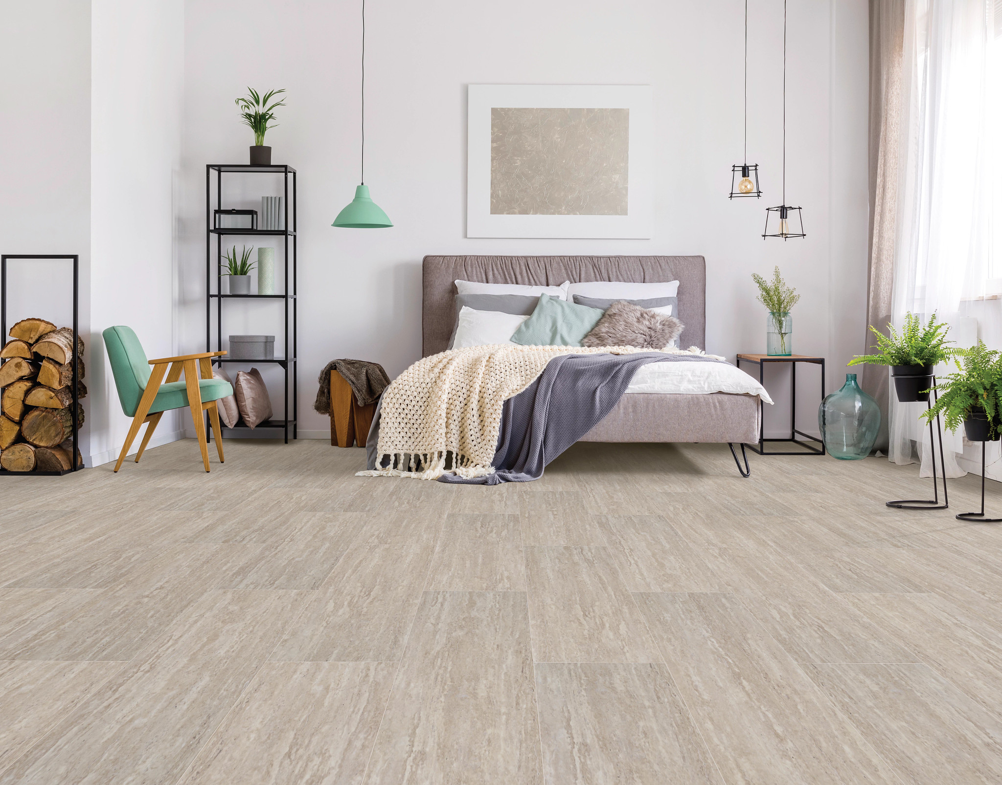 bedroom casual urban bedroom plants and vinyl plank flooring